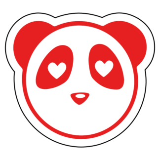 Heart Eyes Panda Sticker (Red)